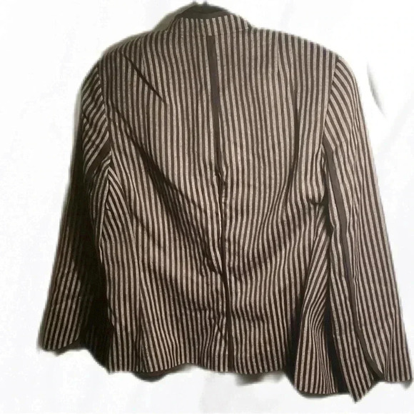 Akris Punto casual work black grey pin striped open long sleeve blazer jacket S - Picture 2 of 4